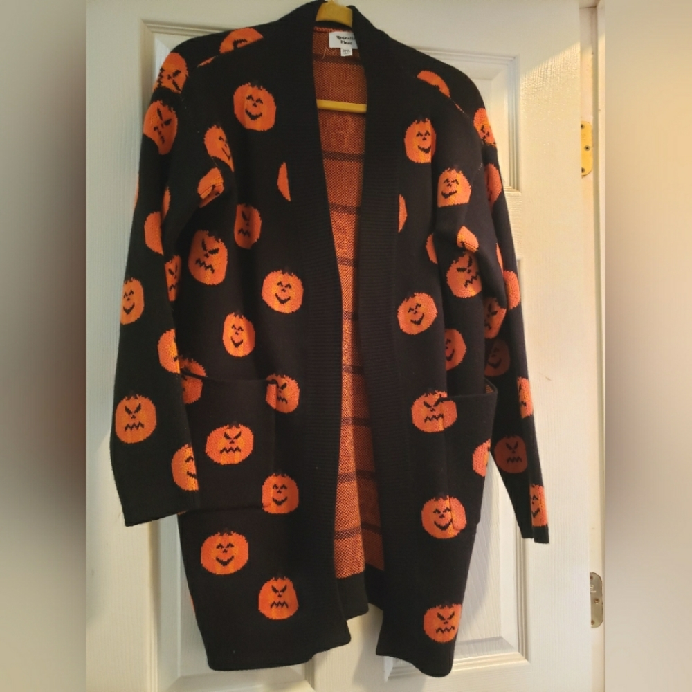 Black & Orange Pumpkin Cardigan